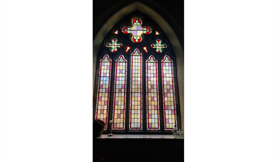 Stained glass window at Kirkby Stephen Hostel in Kirkby Stephen, Cumbria