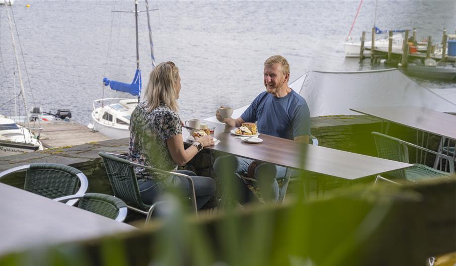 Visitors Eating at Nichol End Marine near Keswick, Lake District