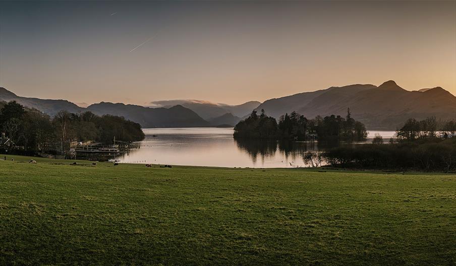 Scenic Photo of Derwentwater and Mountains near Theatre by the Lake in Keswick, Lake District