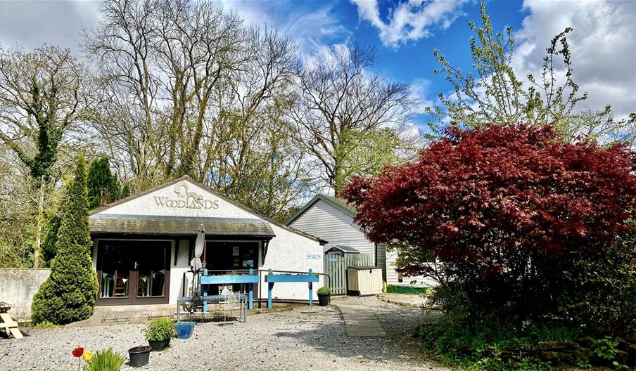 Exterior of Woodlands Tea Room and Gift Shop in Santon Bridge, Cumbria