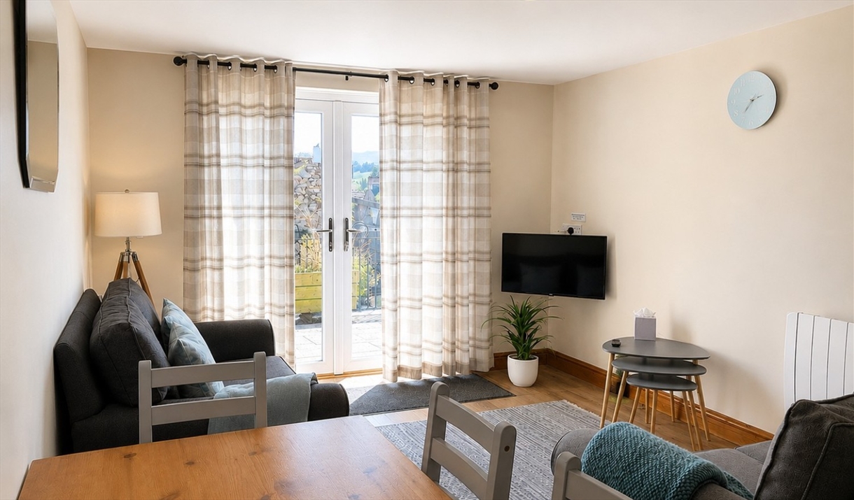 Living room in Number 8 at Howgills Apartments in Sedbergh, Cumbria