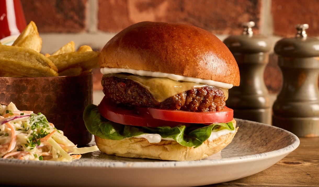 Burger and chips at The Ullswater Inn in Glenridding, Lake District