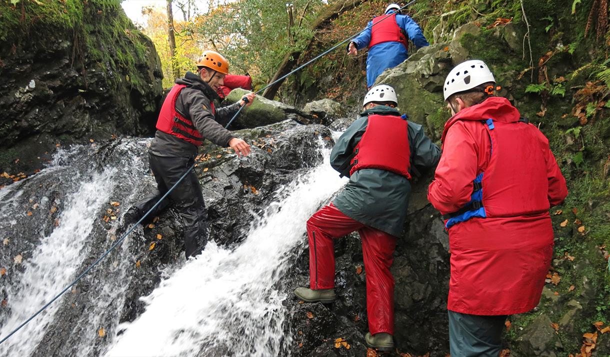 Ghyll Scrambling with Lake District Calvert Trust in the Lake District, Cumbria