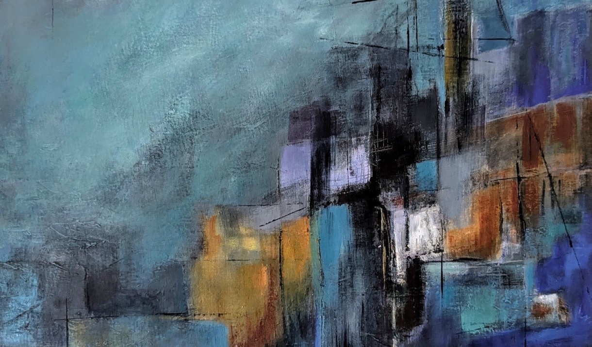 abstract painting inspired by leeds canal and area