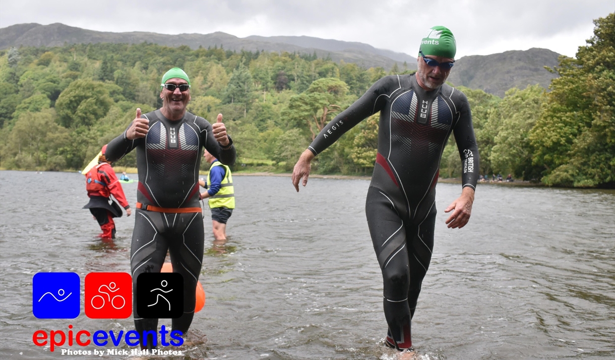 Swimmers exiting