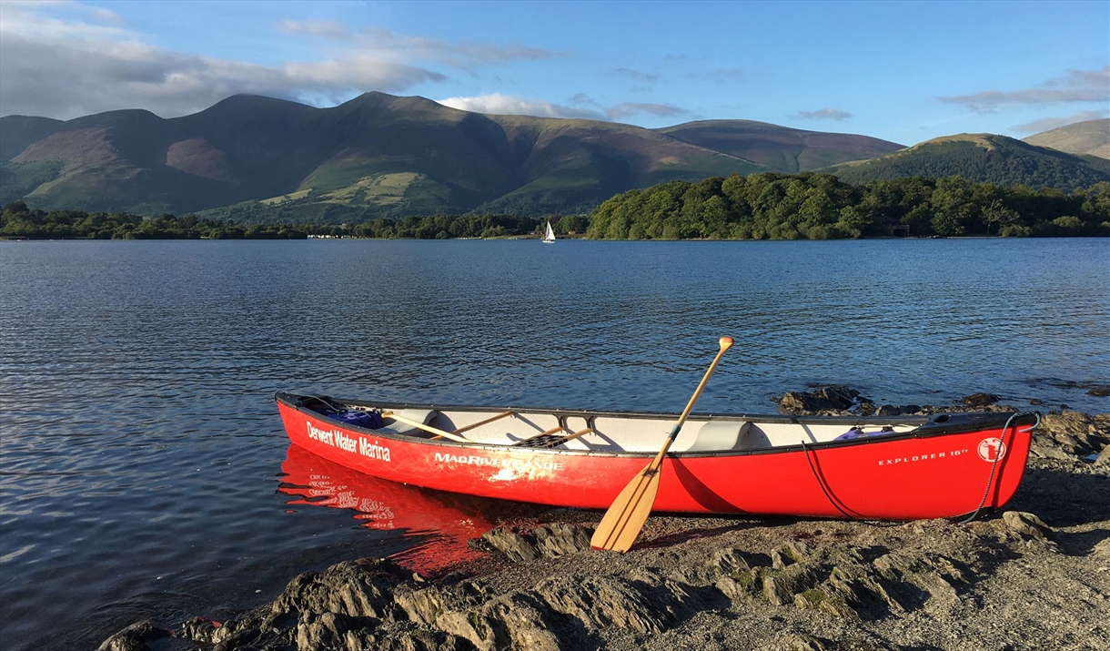 Canoeing at Derwentwater Marina in Keswick, Lake District