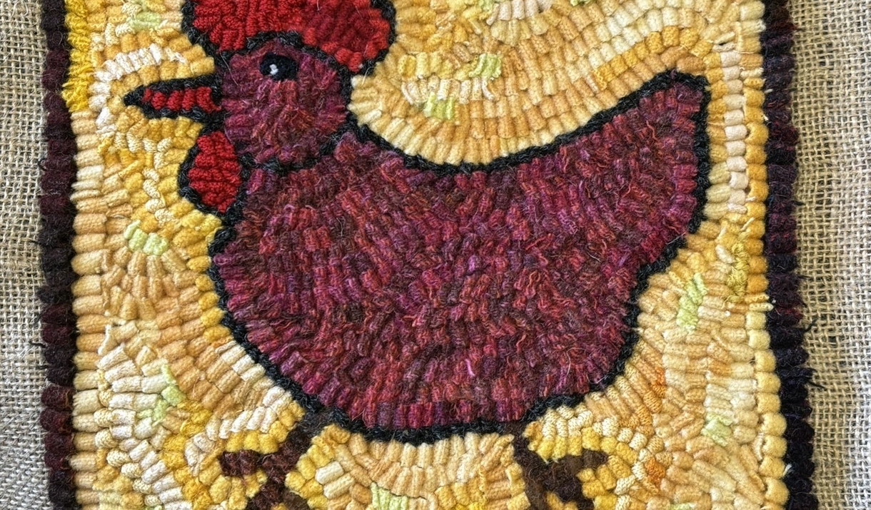 Hen made from a Hooking Workshop at Farfield Mill in Sedbergh, Cumbria