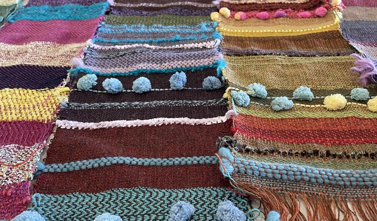 Woven fabrics from a workshop at Farfield Mill in Sedbergh, Cumbria