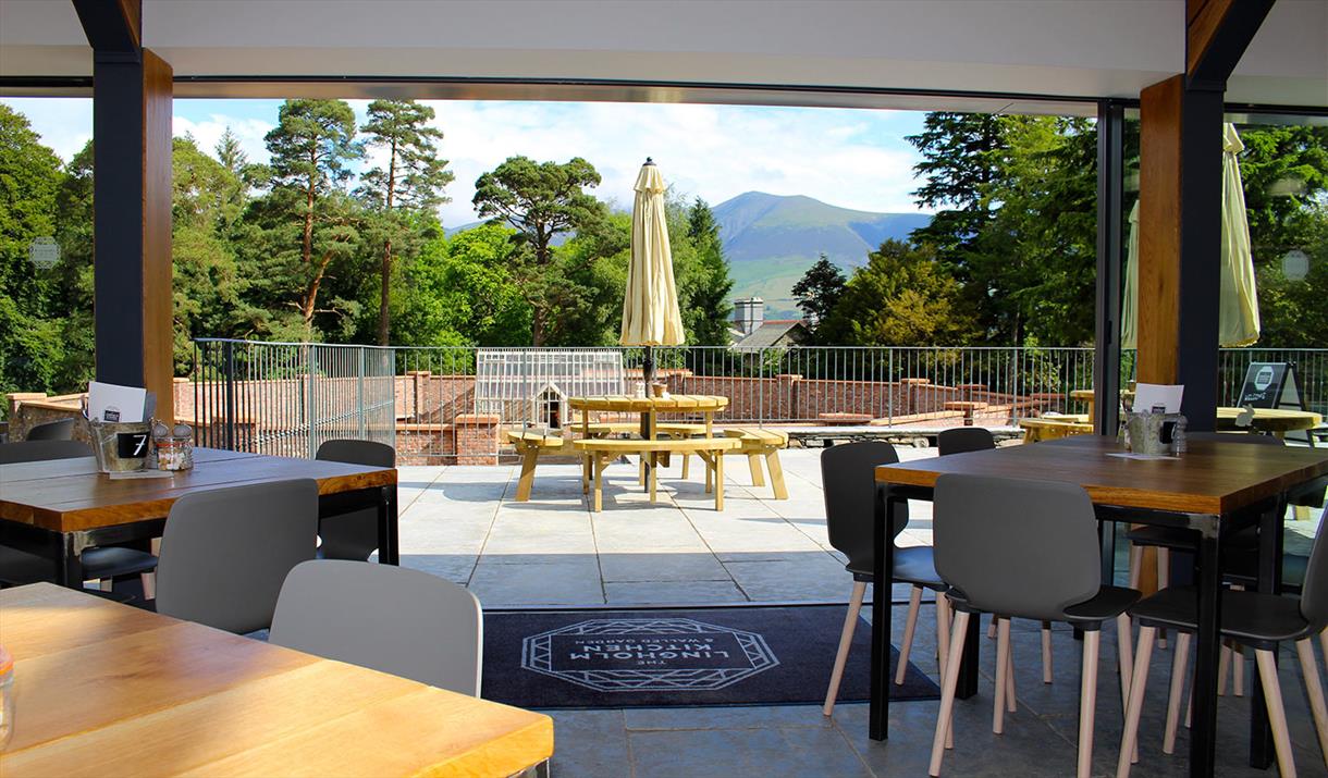 Indoor and Outdoor Seating at The Lingholm Kitchen near Keswick, Lake District