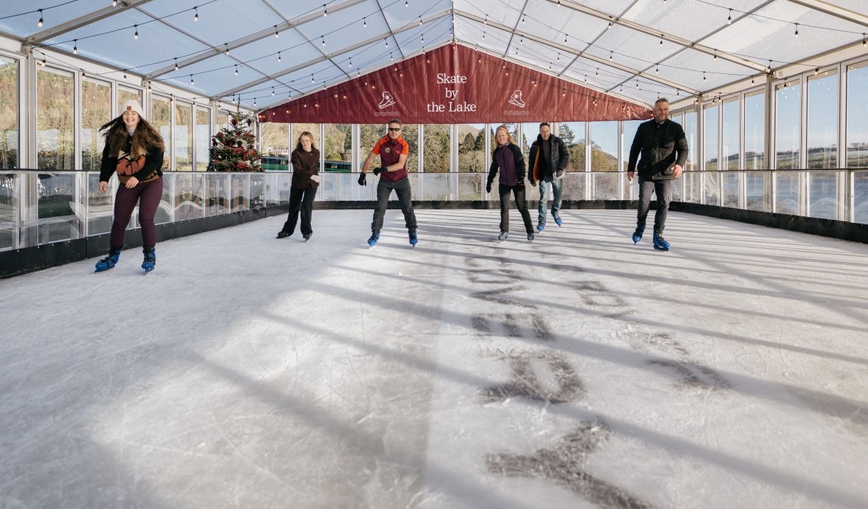 Skaters on ice rink in Ullswater