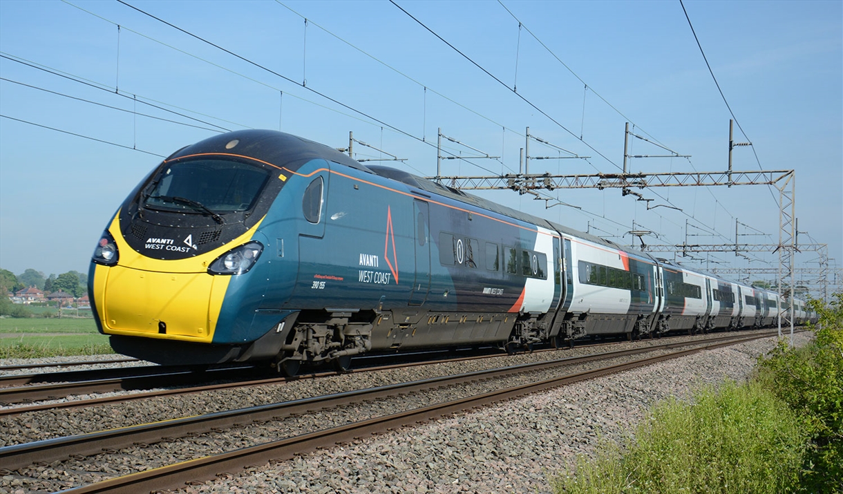 Avanti West Coast Pendolino train on the West Coast mainline in Cumbria