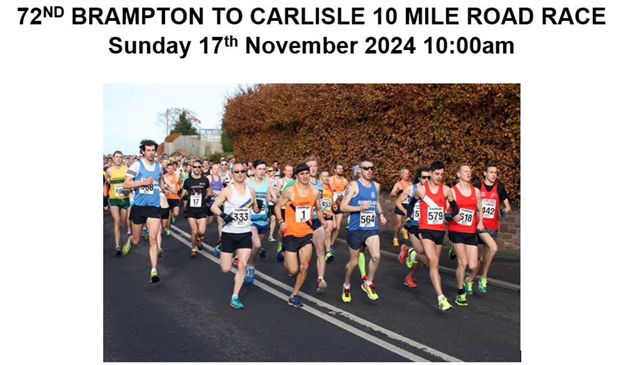 Poster for the Brampton to Carlisle 10 Mile Road Race in Brampton, Cumbria