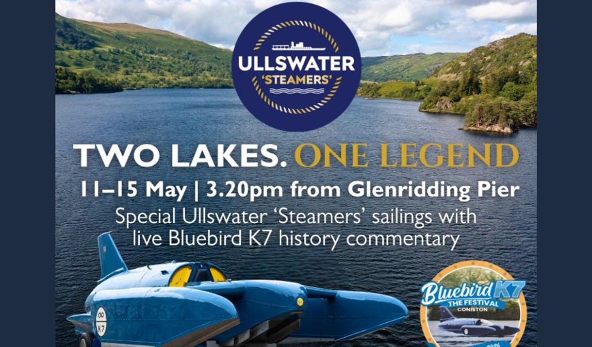 Image shows K7 Bluebird with Ullswater in the background