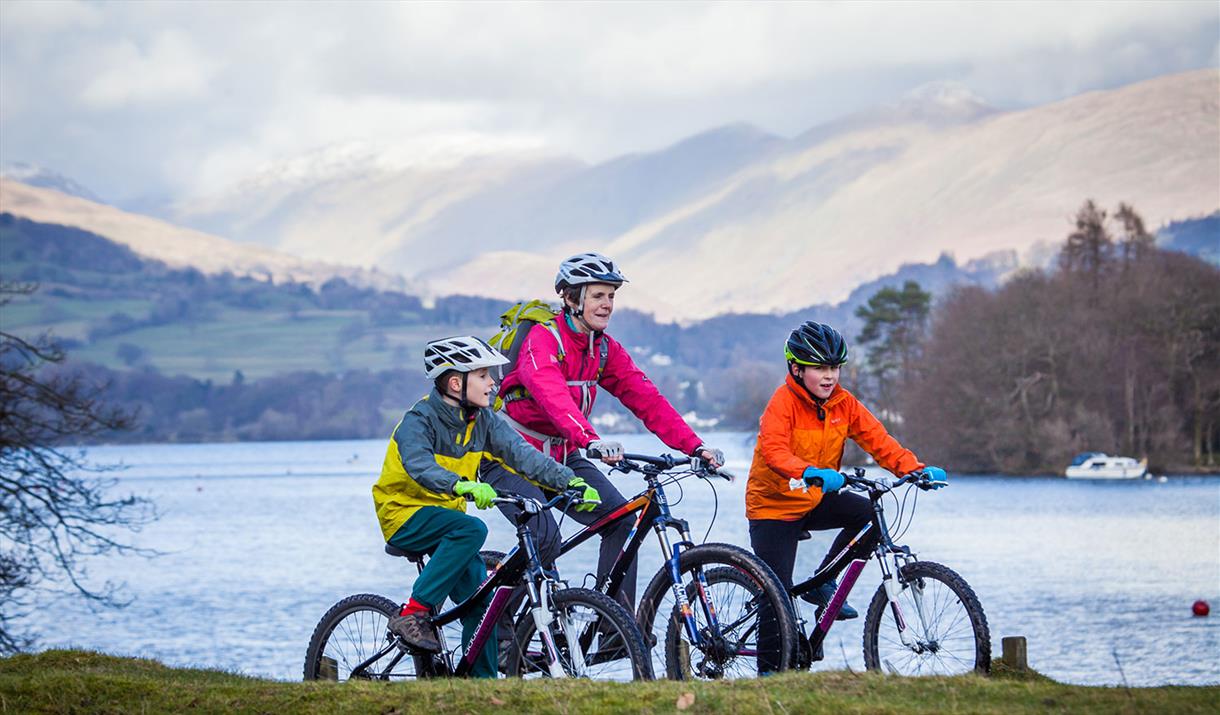 Family Cycling on Bikes Hired from Total Adventure Bike Hire in the Lake District, Cumbria