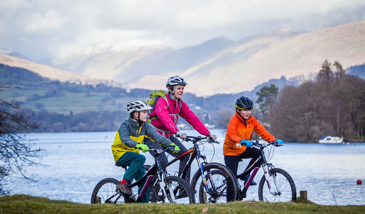 Family Cycling on Bikes Hired from Total Adventure Bike Hire in the Lake District, Cumbria