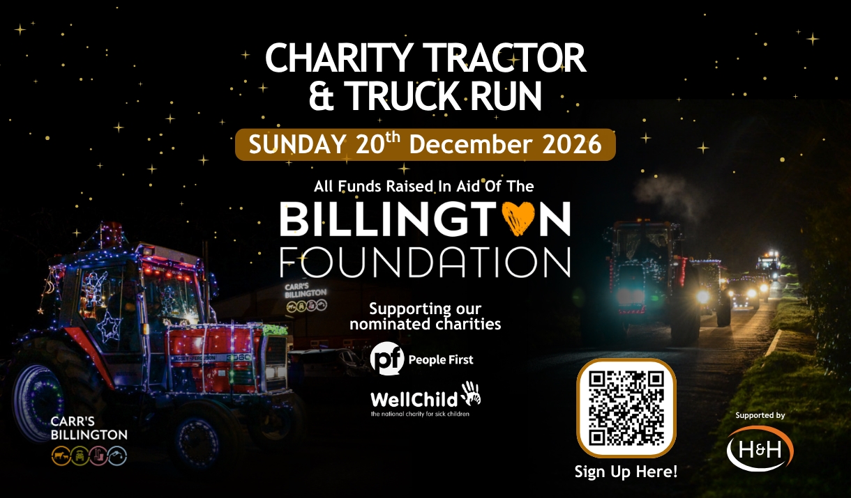 Tractors decorated with Chrismas Lights for Carr's Billington Charity Tractor & Truck Run