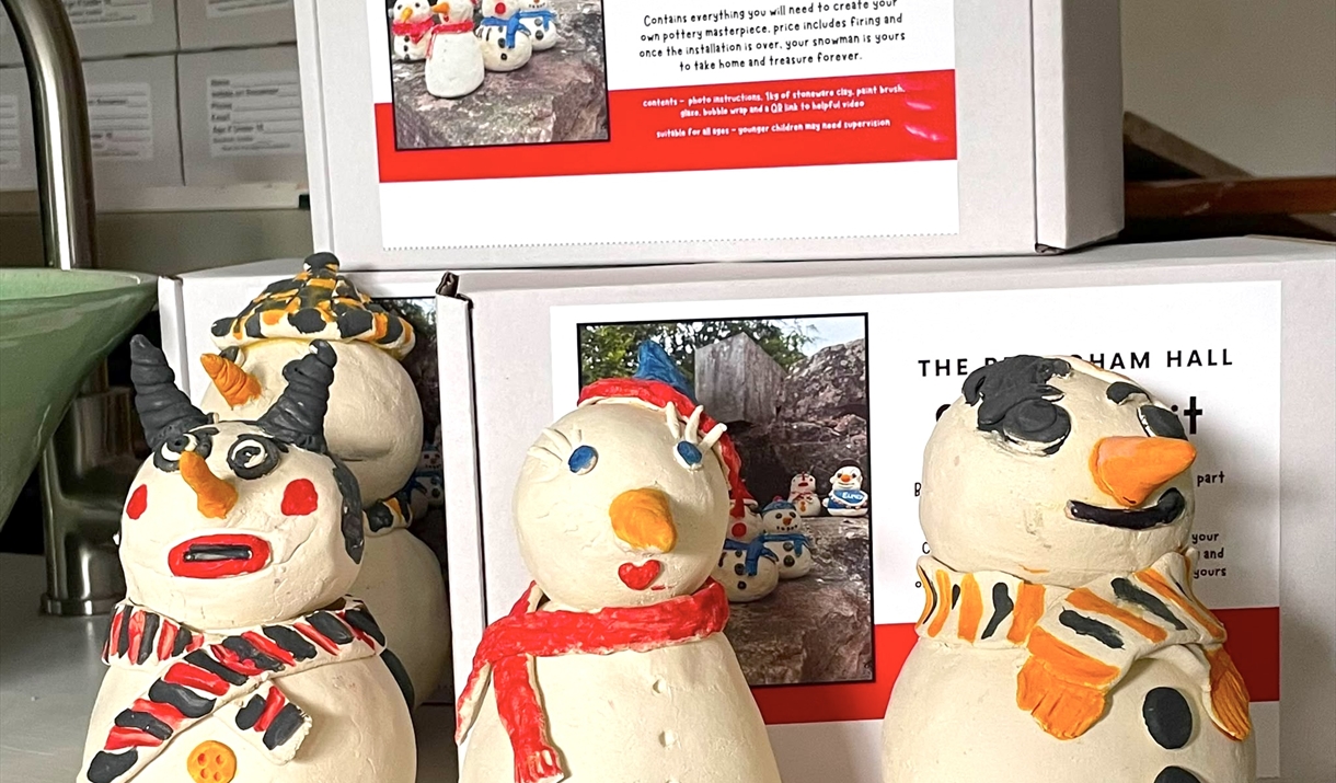 Snowman kits ready for the community-made snowmen