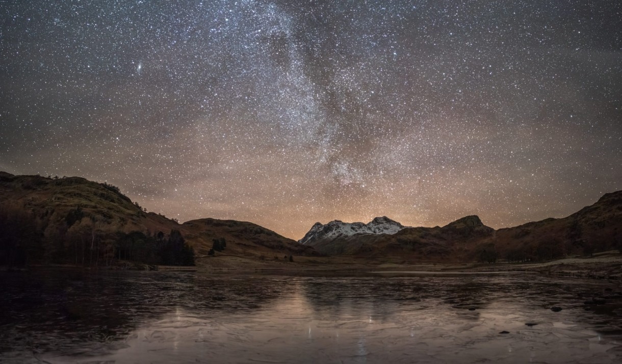 Dark skies above Blea Tarn in the Lake District, Cumbria