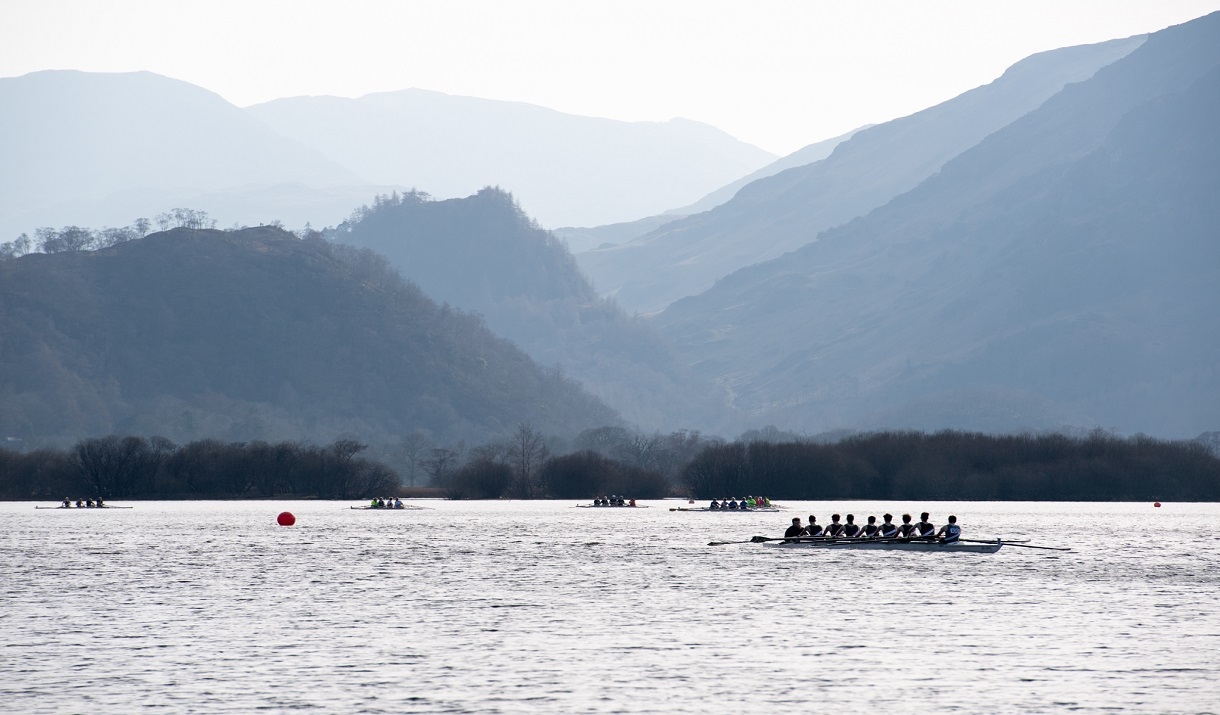 Rowers on Derwentwater in the Lake District