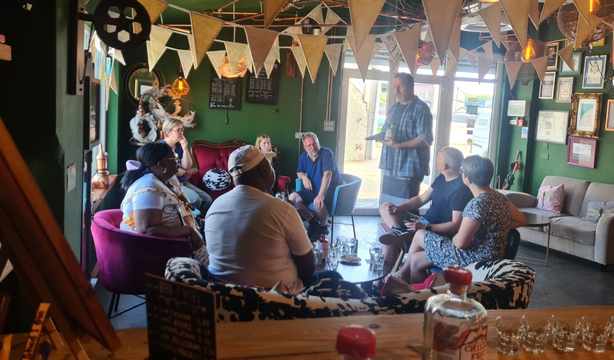 Visitors taking part in Shed Ones tour and tasting of their small distillery.