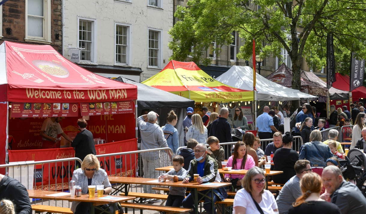 Easter International Market stalls and seating area (©Stuart Walker Photography)