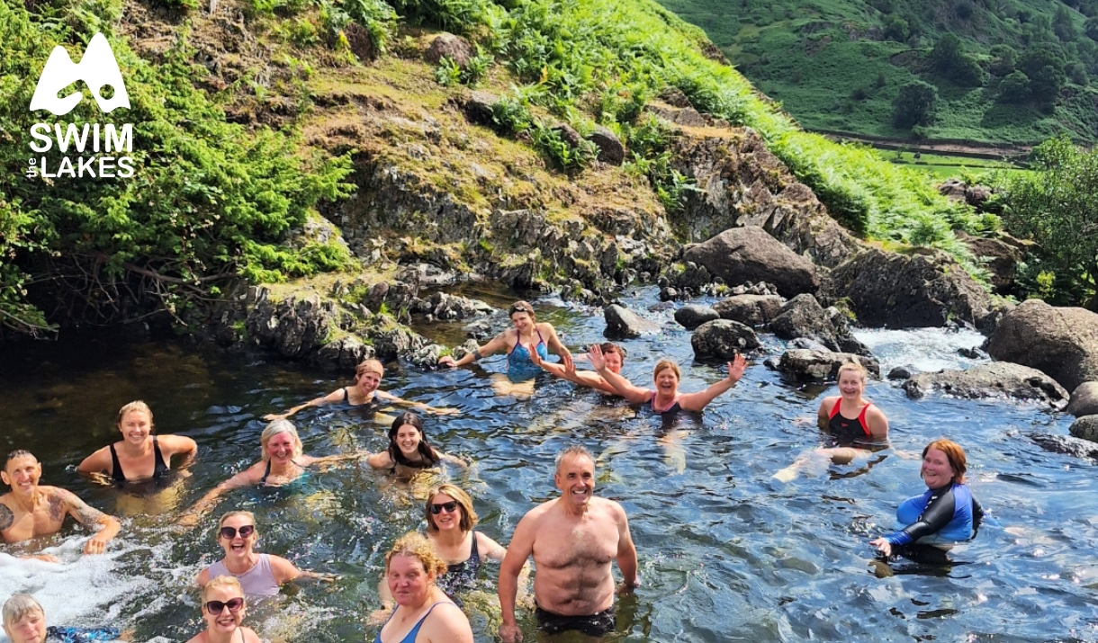 Swimmers enjoying a wild swim with Swim the Lakes