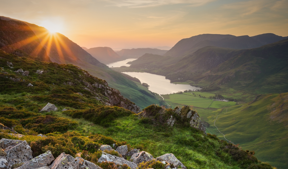 A picture of Haystacks in the Summer season