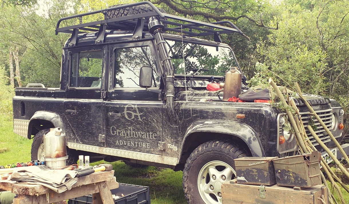 4x4 and Off-Roading at Family Bushcraft with Graythwaite Adventure Near Hawkshead, Lake District