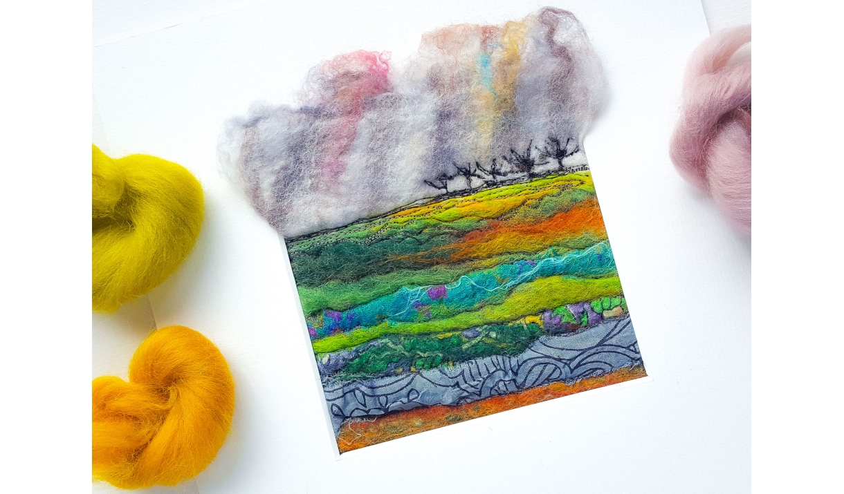 Create a felt and textile landscape workshop example