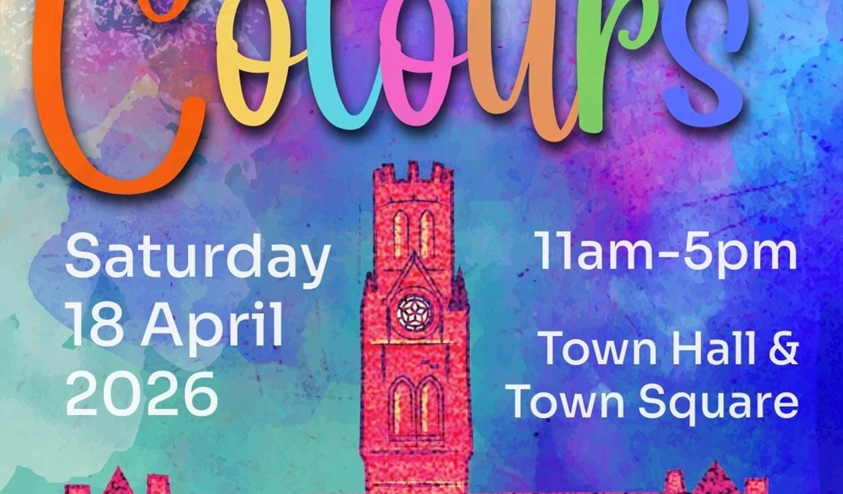 poster with words 'festival of colours'
