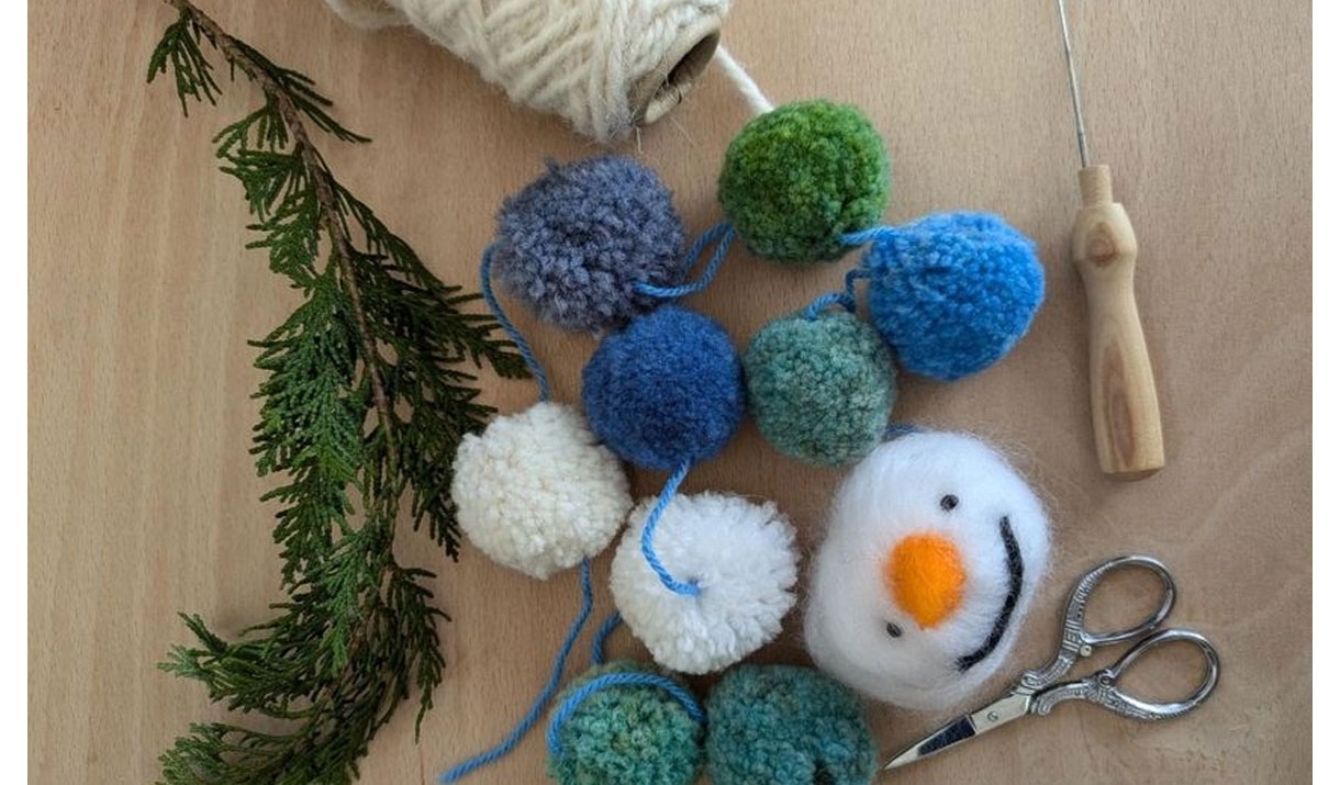 Festive pom pom garland with Love Art Workshops