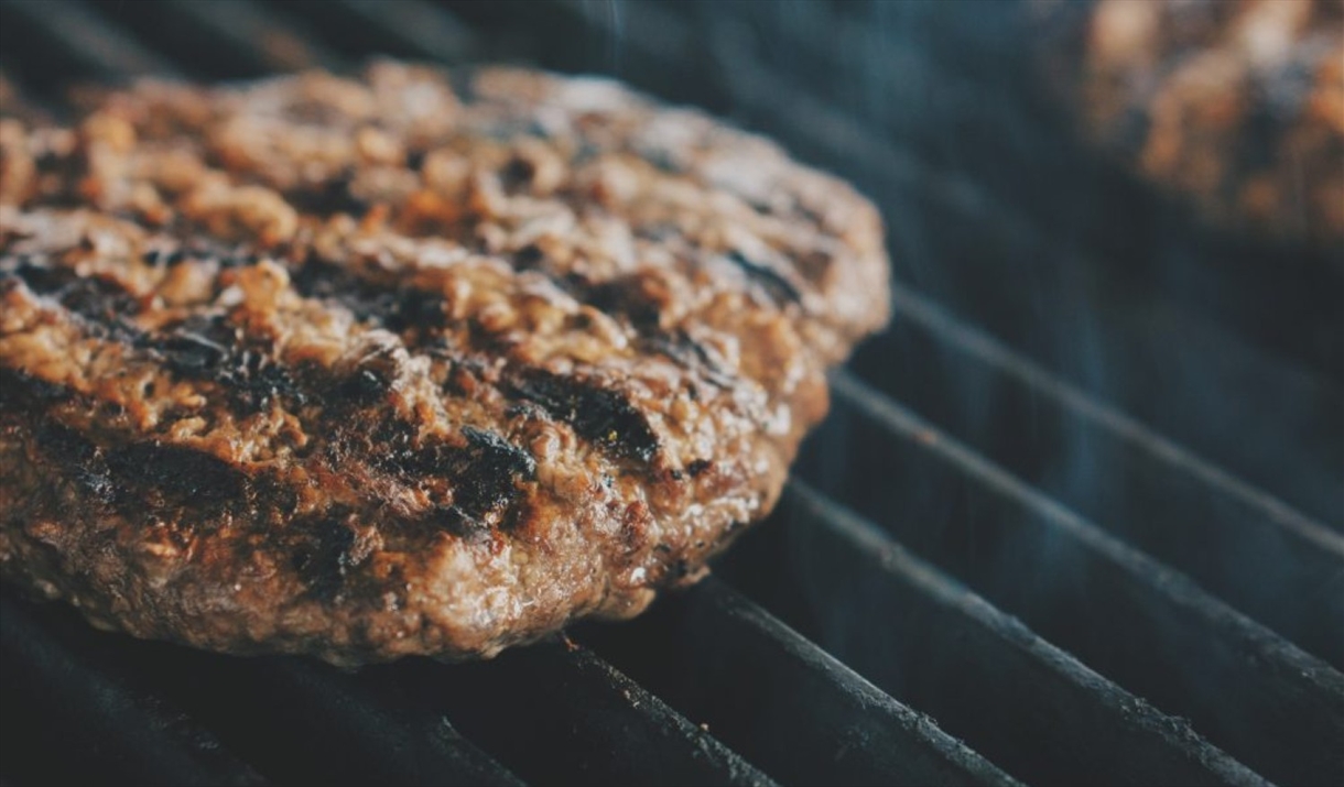 Meat on the grill at Tebay Services Farmshop and Kitchen in Tebay, Cumbria