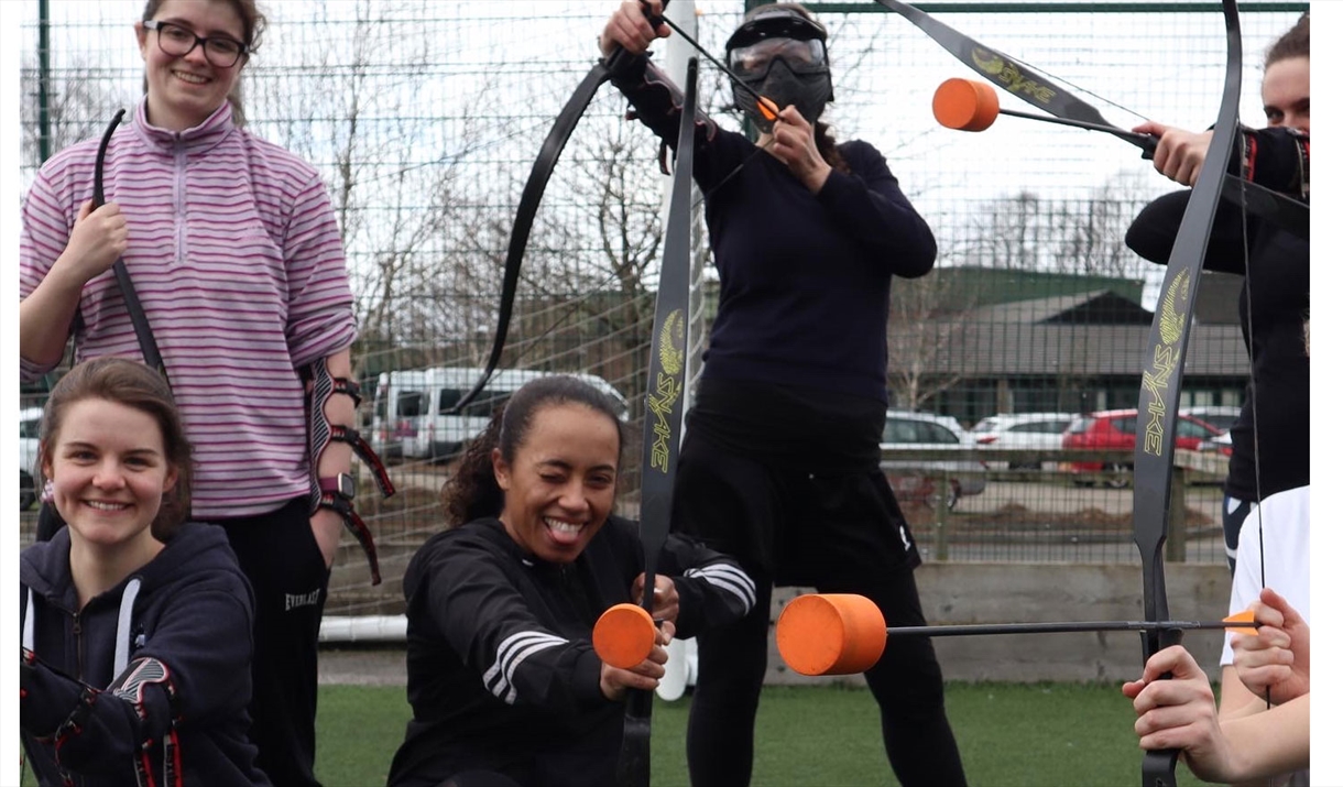 Visitors Playing Archery Tag with Genuine Adventures in the Lake District, Cumbria