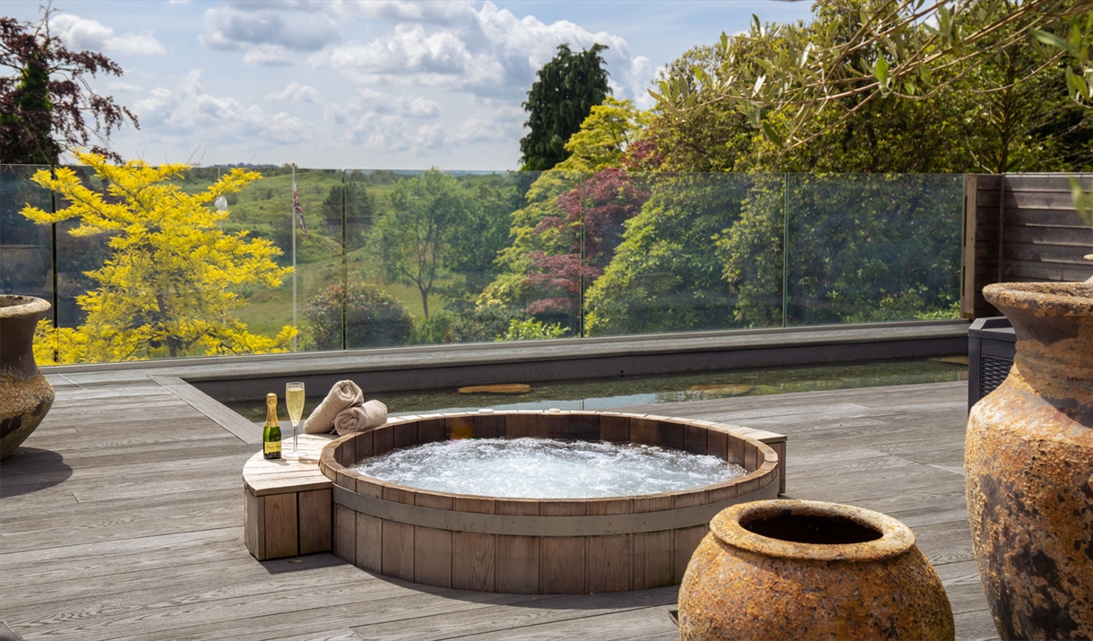 Hot Tub at the Spa Space at Gilpin Hotel near Windermere, Lake District