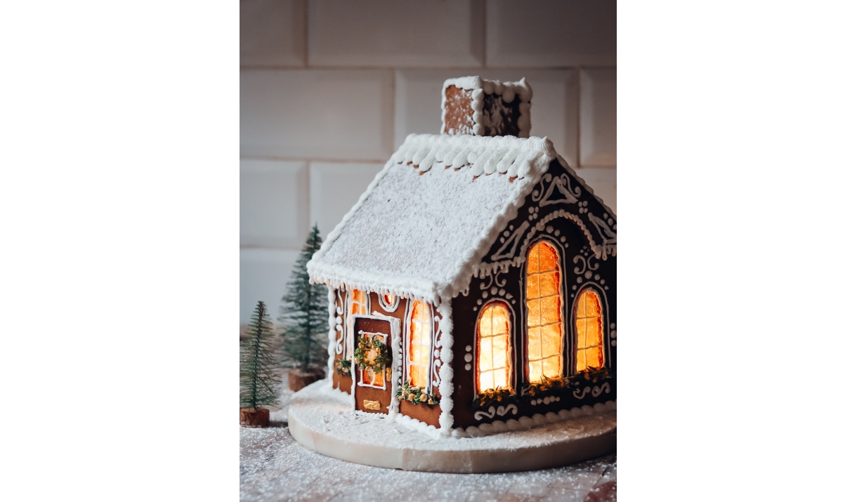 Gingerbread house decorated