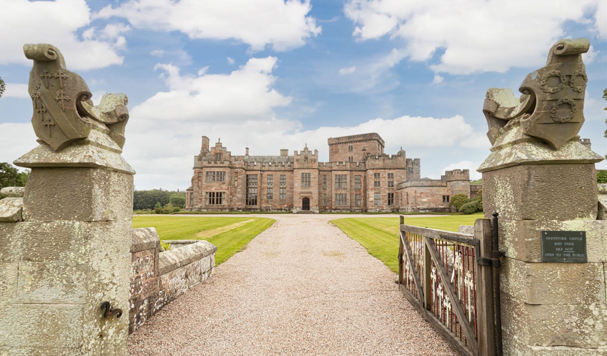 Exterior of Greystoke Castle in Greystoke, Cumbria