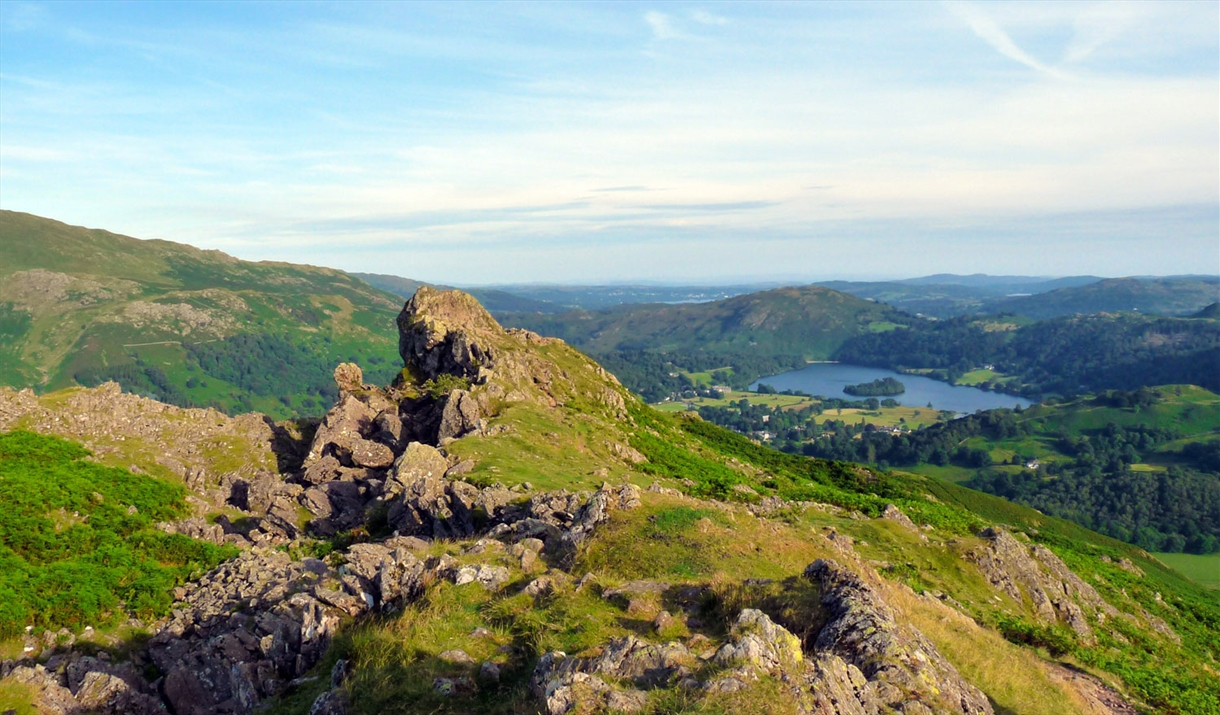 Panoramic Views from Helm Crag (The Lion and The Lamb) in the Lake District, Cumbria