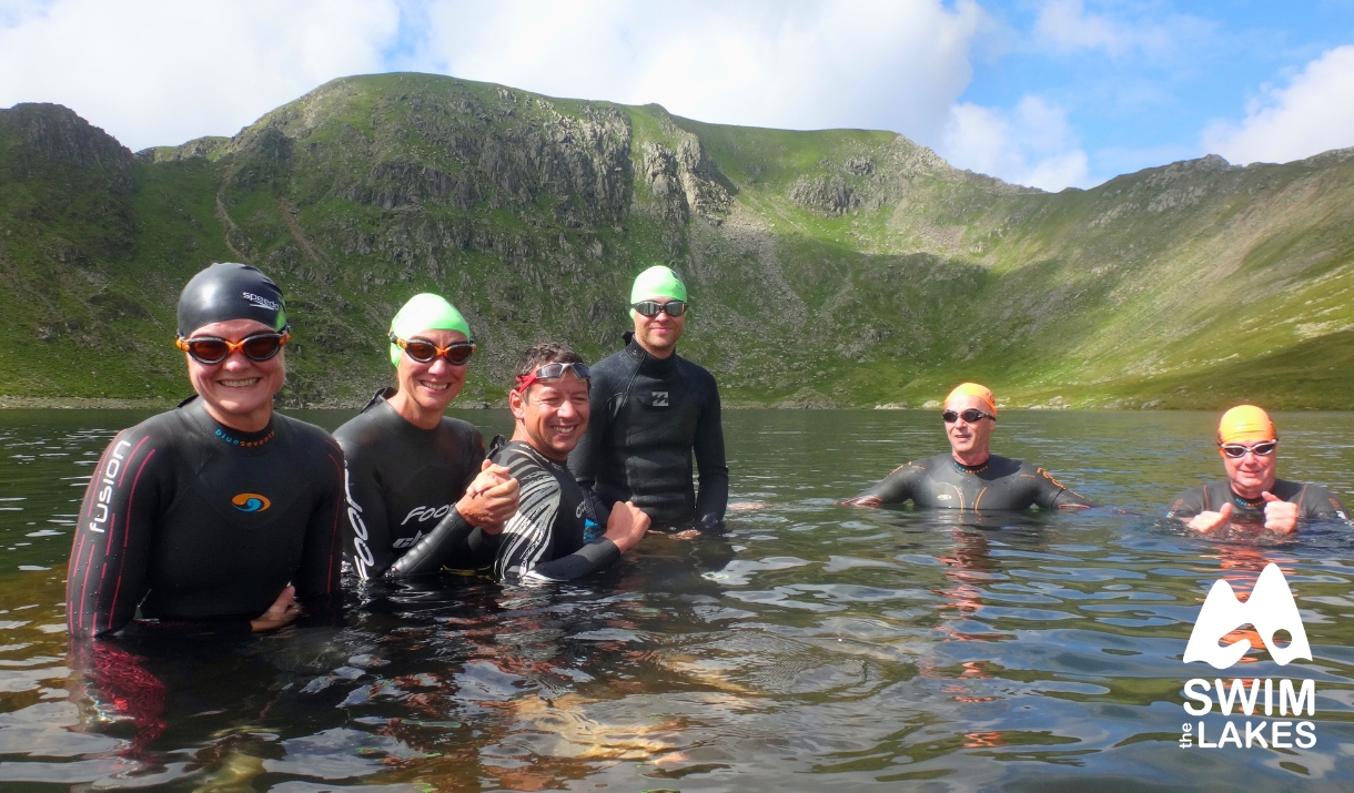swimmers in Red Tarn with Swim the Lakes