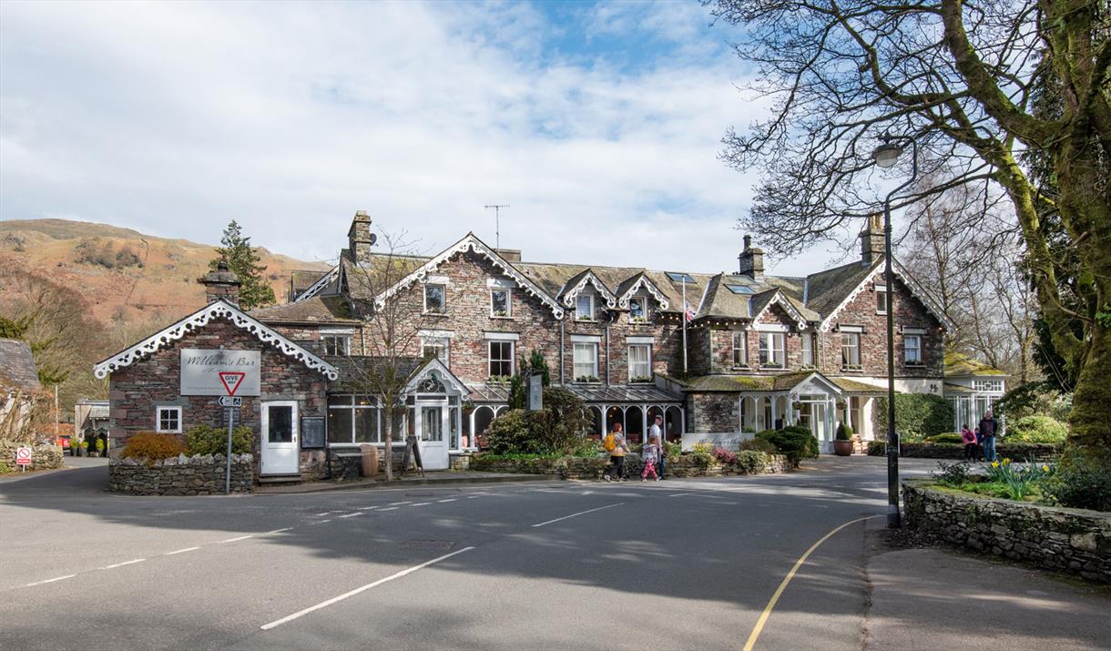 Exterior and front entrance to The Wordsworth Hotel in Grasmere, Lake District