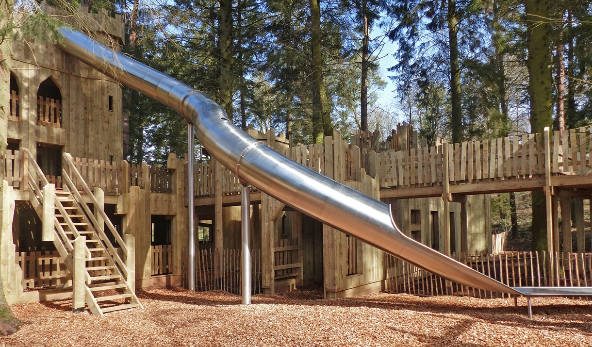 Slide and Lost Castle Adventure Playground at Lowther Castle & Gardens in Lowther, Lake District