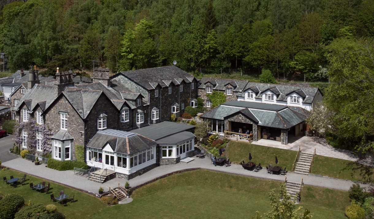 Aerial View of Lyzzick Hall Hotel near Keswick. Lake District