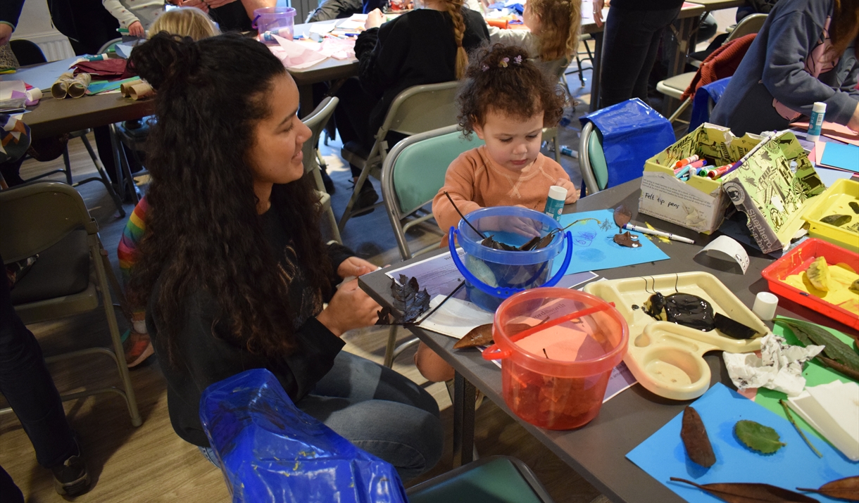 Family doing crafts together