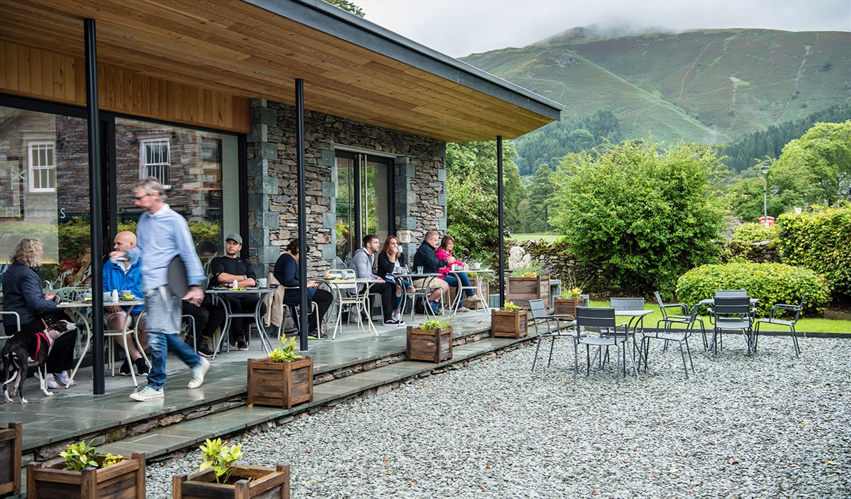 Outdoor Seating at Mathilde's Cafe at The Heaton Cooper Studio in Grasmere, Lake District