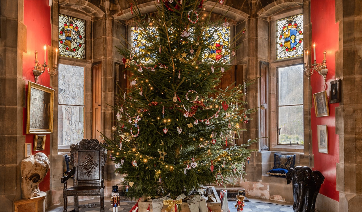 Christmas Tree at Muncaster Castle in Ravenglass, Cumbria