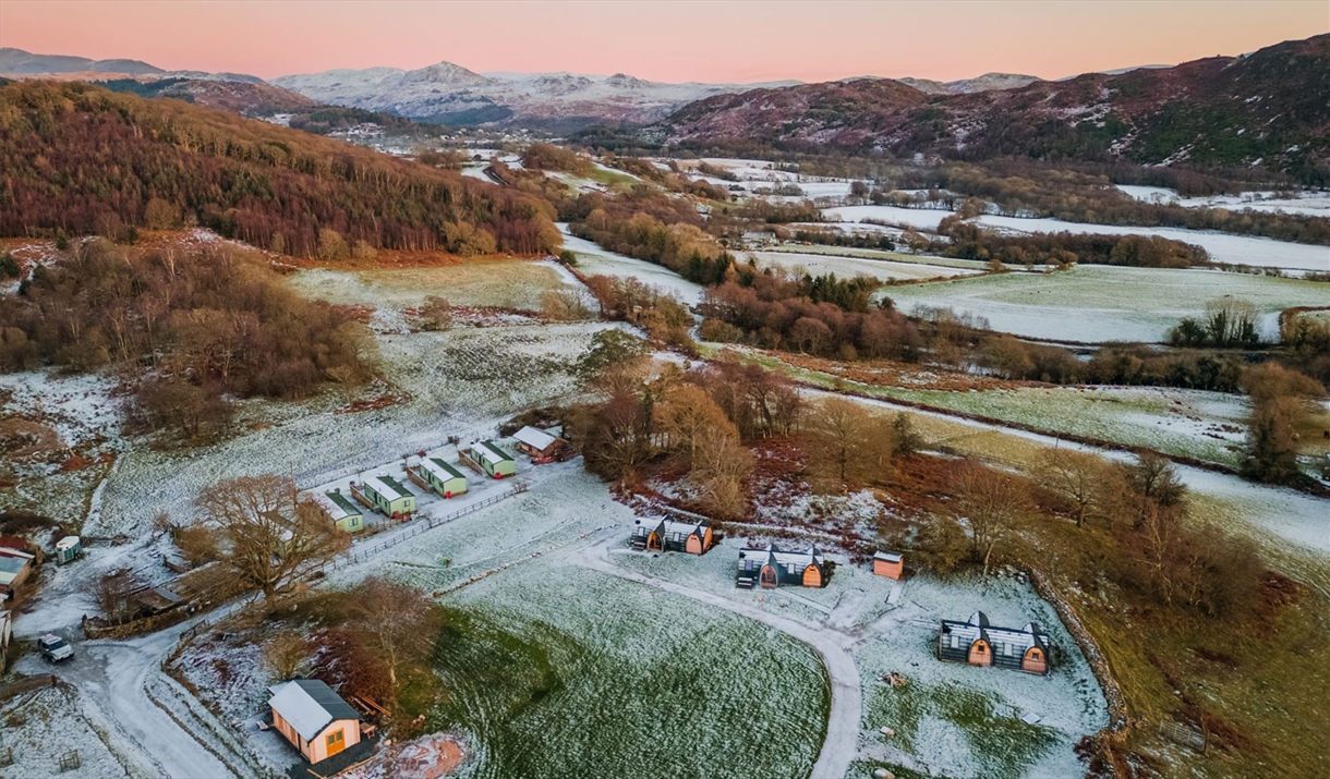 Bird's Eye View of Parkgate Farm Holidays in Eskdale, Lake District