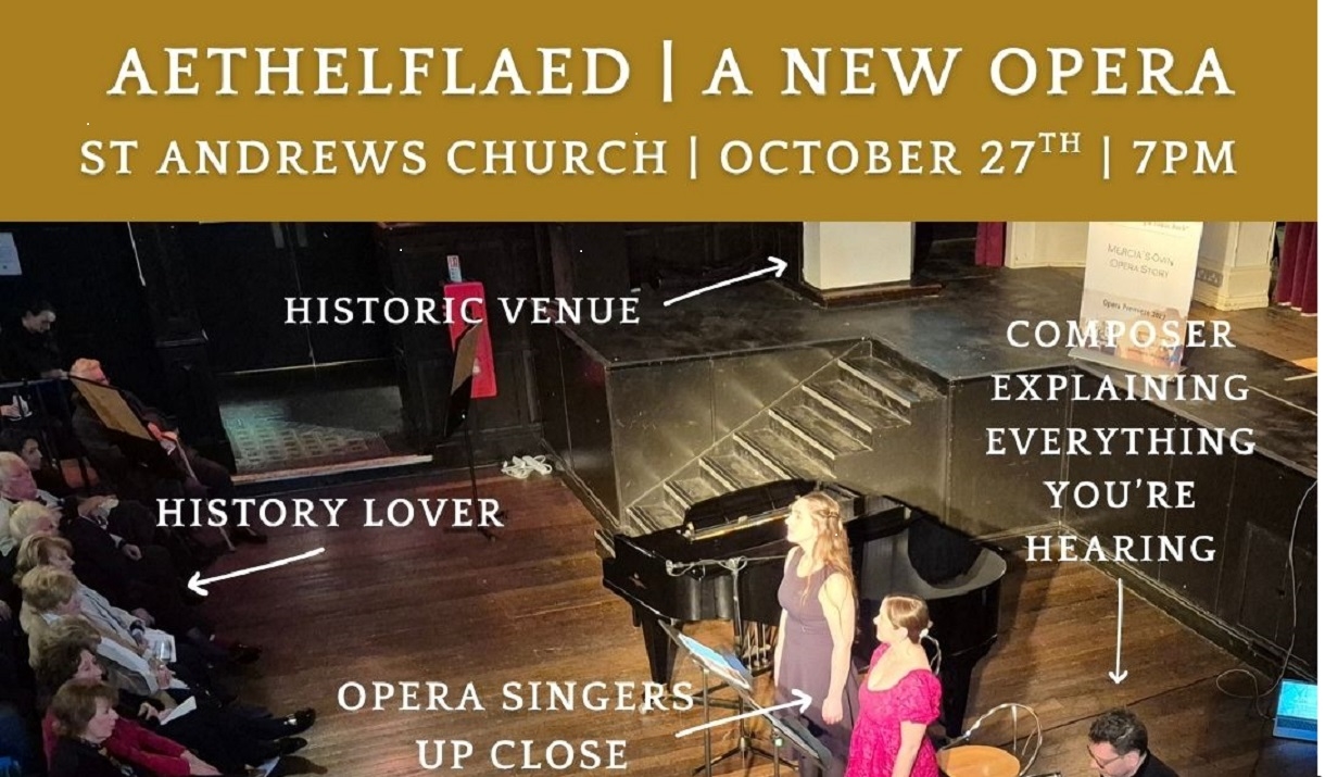 Audience enjoying close proximity of opera singers whilst composer is explaining everything they are hearing