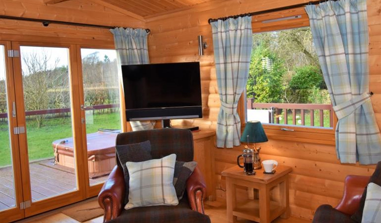 Lounge in Pheasant Lodge at Low Moor Head Farm in Longtown, Cumbria