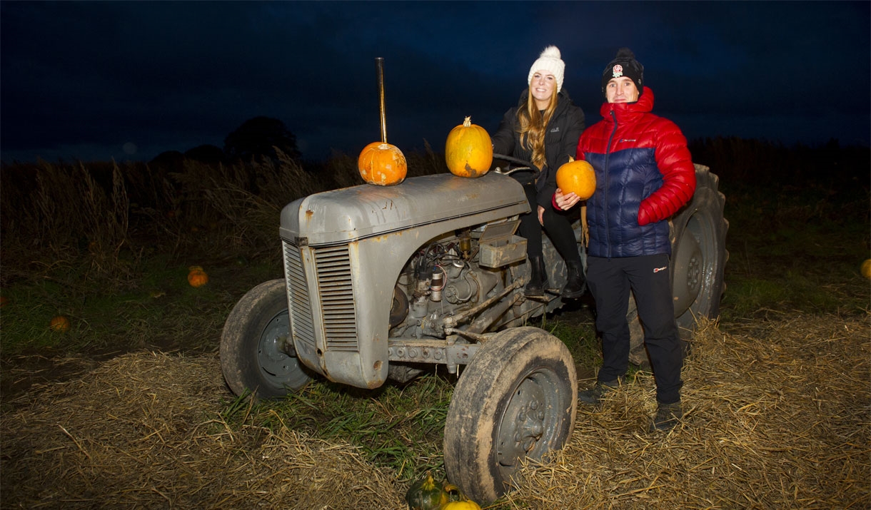 Couple at Pumpkin Picking After Dark 2024 at Walby Farm Park in Crosby-on-Eden, Cumbria