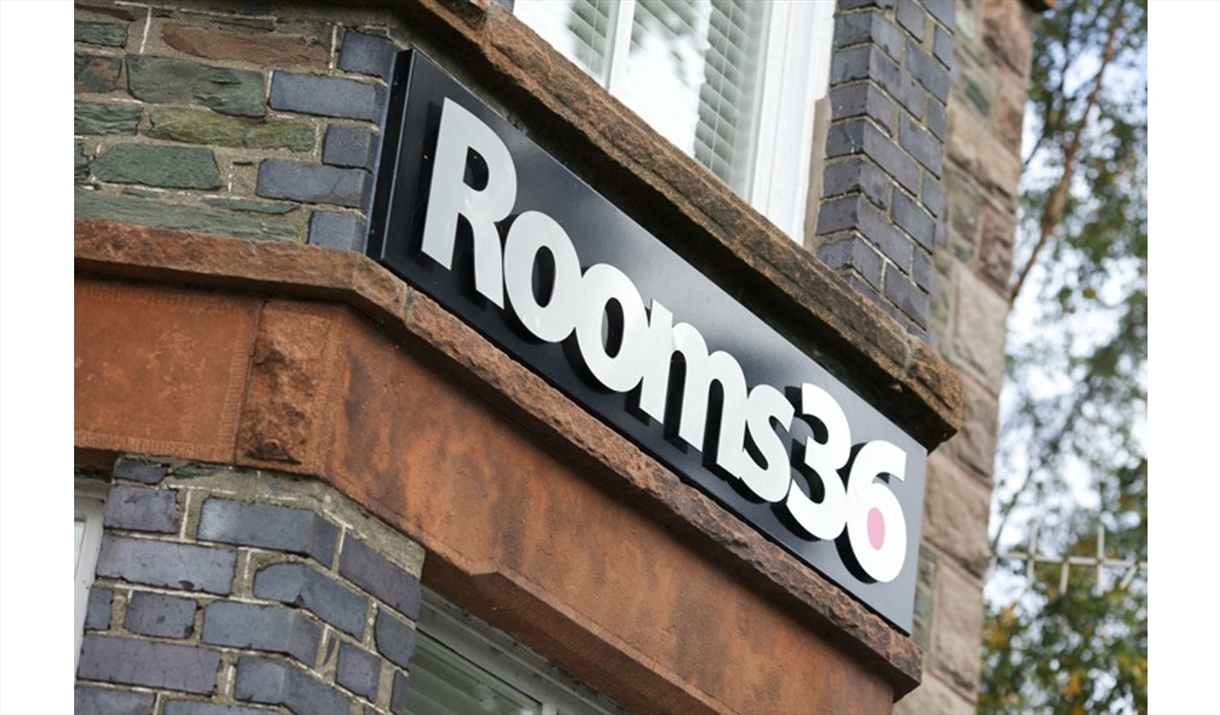 Signage at Rooms36 in Keswick, Lake District