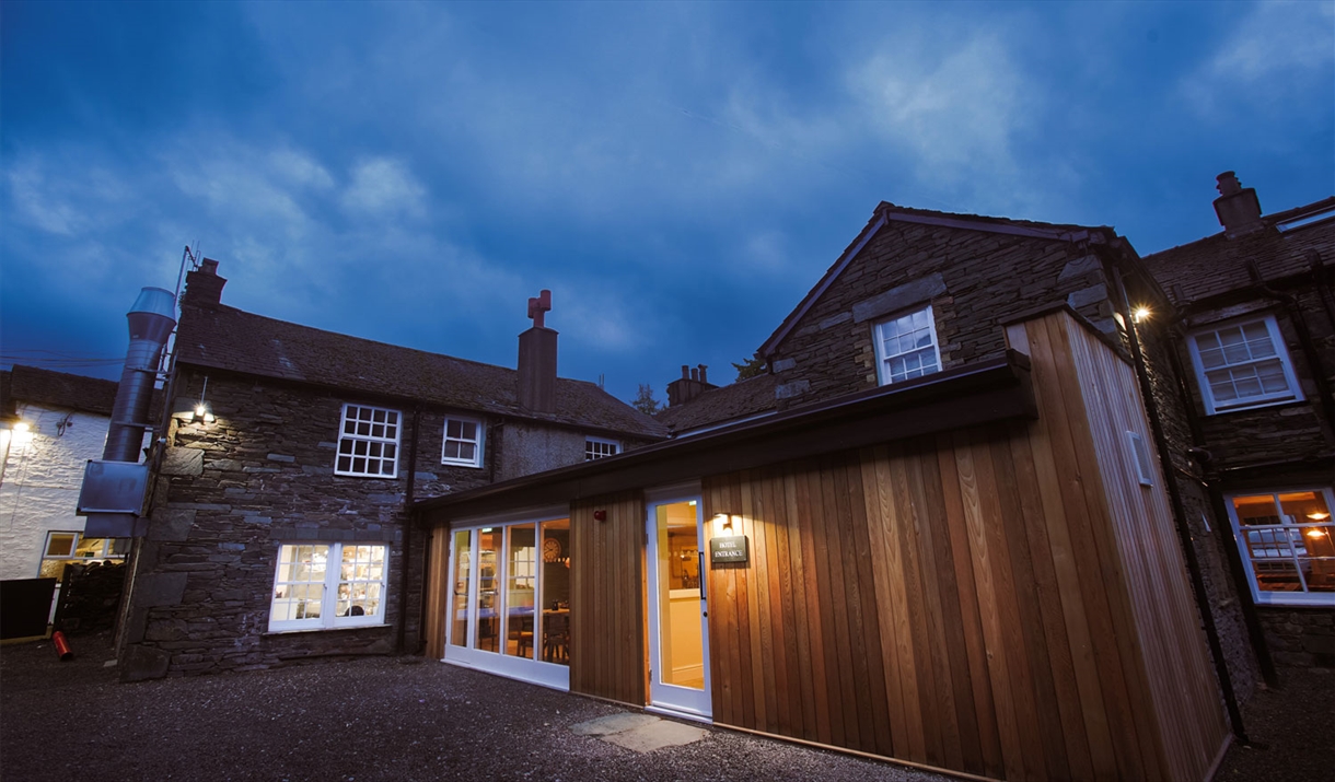 Entrance at The Royal Oak Hotel in Rosthwaite, Lake District